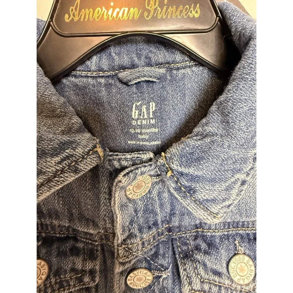 Gap Blue Denim Snap Button Jean Jacket Toddler Girls 12M-18M 2046